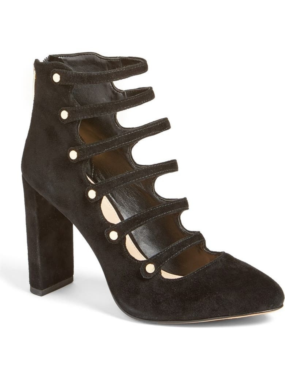 Vince Camuto Davel - Black Strappy Suede High Heel Pump